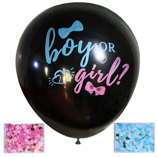 HAMKU 1 Stück Gender Reveal Balloon in Schwarz, Gender Reveal Party Deko, Größe 36 Zoll, Latexballon - inkl Rosa & Blauen Konfetti - Boy or Girl Ballon HAMKU 1 Stück Gender Reveal Balloon in Schwarz, Gender Reveal Party Deko, Größe 36 Zoll, Latexballon - inkl Rosa & Blauen Konfetti - Boy or Girl Ballon von HAMKU