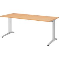 HAMMERBACHER Altus Schreibtisch buche rechteckig, C-Fuß-Gestell silber 180,0 x 80,0 cm von HAMMERBACHER