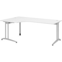 HAMMERBACHER BS82 Schreibtisch weiß L-Form, C-Fuß-Gestell silber 200,0 x 80,0/120,0 cm von HAMMERBACHER