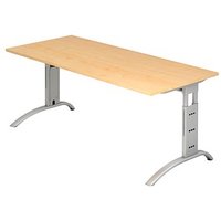 HAMMERBACHER FS19 höhenverstellbarer Schreibtisch ahorn rechteckig, C-Fuß-Gestell silber 180,0 x 80,0 cm von HAMMERBACHER