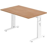 HAMMERBACHER Gradeo höhenverstellbarer Schreibtisch nussbaum rechteckig, C-Fuß-Gestell weiß 120,0 x 80,0 cm von HAMMERBACHER