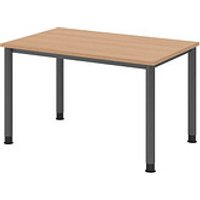 HAMMERBACHER HS12 höhenverstellbarer Schreibtisch eiche rechteckig, 4-Fuß-Gestell grau 120,0 x 80,0 cm von HAMMERBACHER