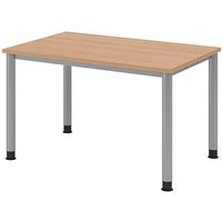 HAMMERBACHER HS12 höhenverstellbarer Schreibtisch eiche rechteckig, 4-Fuß-Gestell silber 120,0 x 80,0 cm von HAMMERBACHER