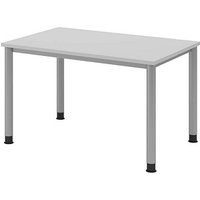 HAMMERBACHER HS12 höhenverstellbarer Schreibtisch lichtgrau rechteckig, 4-Fuß-Gestell silber 120,0 x 80,0 cm von HAMMERBACHER