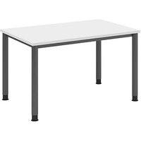 HAMMERBACHER HS12 höhenverstellbarer Schreibtisch weiß rechteckig, 4-Fuß-Gestell grau 120,0 x 80,0 cm von HAMMERBACHER