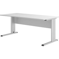 HAMMERBACHER Inader Schreibtisch lichtgrau rechteckig, C-Fuß-Gestell silber 180,0 x 80,0 cm von HAMMERBACHER