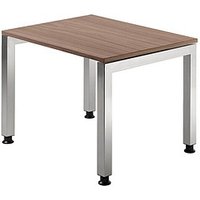 HAMMERBACHER JS08 höhenverstellbarer Schreibtisch nussbaum rechteckig, 4-Fuß-Gestell silber 80,0 x 80,0 cm von HAMMERBACHER