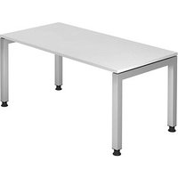 HAMMERBACHER JS16 höhenverstellbarer Schreibtisch weiß rechteckig, 4-Fuß-Gestell silber 160,0 x 80,0 cm von HAMMERBACHER