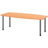 HAMMERBACHER Konferenztisch KT22C buche Tonnenform, Rundrohr grau, 220,0 x 83,0/103,0 x 72,0 - 74,0 cm von HAMMERBACHER