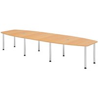 HAMMERBACHER Konferenztisch KT40C buche Tonnenform, Rundrohr chrom, 400,0 x 85,0/130,0 x 72,0 - 74,0 cm von HAMMERBACHER