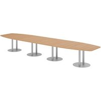 HAMMERBACHER Konferenztisch KT52S eiche Tonnenform, Rundrohr silber, 520,0 x 85,0 - 130,0 x 74,0 cm von HAMMERBACHER