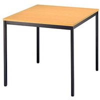 HAMMERBACHER Mehrzwecktisch buche quadratisch, Vierkantrohr schwarz, 80,0 x 80,0 x 72,0 cm von HAMMERBACHER