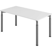 HAMMERBACHER Mirakel höhenverstellbarer Schreibtisch lichtgrau rechteckig, 4-Fuß-Gestell grau 160,0 x 80,0 cm von HAMMERBACHER