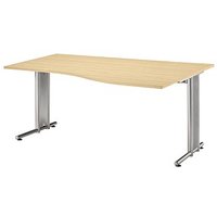 HAMMERBACHER NS18 Schreibtisch ahorn Trapezform, C-Fuß-Gestell silber 180,0 x 80,0/100,0 cm von HAMMERBACHER