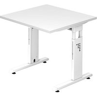 HAMMERBACHER OS 08 höhenverstellbarer Schreibtisch weiß quadratisch, C-Fuß-Gestell weiß 80,0 x 80,0 cm von HAMMERBACHER