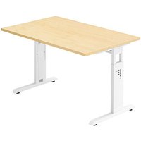 HAMMERBACHER OS 12 höhenverstellbarer Schreibtisch ahorn rechteckig, C-Fuß-Gestell weiß 120,0 x 80,0 cm von HAMMERBACHER