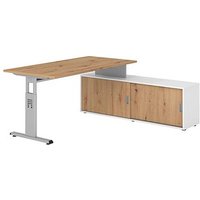 HAMMERBACHER OSE16SB höhenverstellbarer Schreibtisch asteiche rechteckig, T-Fuß-Gestell silber 160,0 x 80,0 cm von HAMMERBACHER
