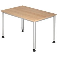 HAMMERBACHER Orbis höhenverstellbarer Schreibtisch eiche rechteckig, 4-Fuß-Gestell silber 120,0 x 80,0 cm von HAMMERBACHER