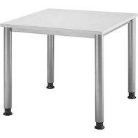 HAMMERBACHER Orbis höhenverstellbarer Schreibtisch lichtgrau quadratisch, 4-Fuß-Gestell silber 80,0 x 80,0 cm von HAMMERBACHER