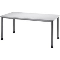 HAMMERBACHER Orbis höhenverstellbarer Schreibtisch lichtgrau rechteckig, 4-Fuß-Gestell silber 160,0 x 80,0 cm von HAMMERBACHER