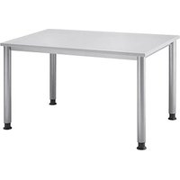 HAMMERBACHER Orbis höhenverstellbarer Schreibtisch lichtgrau rechteckig, 4-Fuß-Gestell silber 120,0 x 80,0 cm von HAMMERBACHER