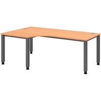 HAMMERBACHER QS82 höhenverstellbarer Schreibtisch buche L-Form, 4-Fuß-Gestell grau 200,0 x 80,0/120,0 cm HAMMERBACHER QS82 höhenverstellbarer Schreibtisch buche L-Form, 4-Fuß-Gestell grau 200,0 x 80,0/120,0 cm von HAMMERBACHER