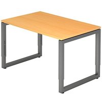 HAMMERBACHER RS12 höhenverstellbarer Schreibtisch buche rechteckig, Kufen-Gestell grau 120,0 x 80,0 cm von HAMMERBACHER