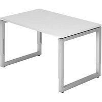 HAMMERBACHER RS12 höhenverstellbarer Schreibtisch weiß rechteckig, O-Fuß-Gestell silber 120,0 x 80,0 cm von HAMMERBACHER