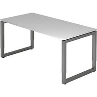 HAMMERBACHER RS16 höhenverstellbarer Schreibtisch lichtgrau rechteckig, Kufen-Gestell grau 160,0 x 80,0 cm von HAMMERBACHER