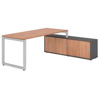 HAMMERBACHER RSE19SB höhenverstellbarer Schreibtisch nussbaum rechteckig, Kufen-Gestell silber 180,0 x 80,0 cm von HAMMERBACHER