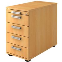 HAMMERBACHER SC50 Standcontainer buche 5 Auszüge Stahl-Relinggriff silber 42,8 x 80,0 x 72,0 - 76,0 cm von HAMMERBACHER