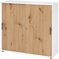 HAMMERBACHER Schiebetürenschrank 1753S, V1753S/W/R/SG asteiche, weiß 2 Fachböden 120,0 x 40,0 x 110,0 cm von HAMMERBACHER