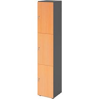 HAMMERBACHER Schließfachschrank grafit, buche V264L3/G/6/DS, 3 Schließfächer 40,0 x 42,0 x 215,6 cm von HAMMERBACHER