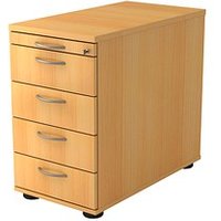 HAMMERBACHER Solid SC50 Standcontainer buche 5 Auszüge Metall-Bügelgriff chrom 42,8 x 80,0 x 72,0 - 76,0 cm von HAMMERBACHER