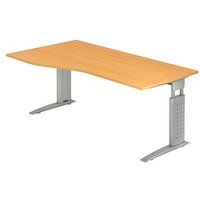 HAMMERBACHER US18 höhenverstellbarer Schreibtisch buche Trapezform, C-Fuß-Gestell silber 180,0 x 100,0 cm HAMMERBACHER US18 höhenverstellbarer Schreibtisch buche Trapezform, C-Fuß-Gestell silber 180,0 x 100,0 cm von HAMMERBACHER