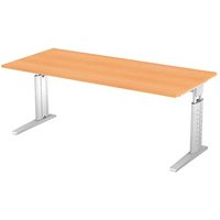 HAMMERBACHER US19 höhenverstellbarer Schreibtisch buche rechteckig, C-Fuß-Gestell silber 180,0 x 80,0 cm HAMMERBACHER US19 höhenverstellbarer Schreibtisch buche rechteckig, C-Fuß-Gestell silber 180,0 x 80,0 cm von HAMMERBACHER