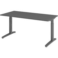 HAMMERBACHER VXB16 höhenverstellbarer Schreibtisch grafit quadratisch, C-Fuß-Gestell grau 160,0 x 80,0 cm von HAMMERBACHER