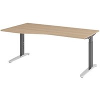 HAMMERBACHER VXB18 höhenverstellbarer Schreibtisch eiche Trapezform, C-Fuß-Gestell grau 180,0 x 80,0/100,0 cm HAMMERBACHER VXB18 höhenverstellbarer Schreibtisch eiche Trapezform, C-Fuß-Gestell grau 180,0 x 80,0/100,0 cm von HAMMERBACHER