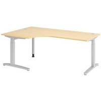 HAMMERBACHER VXB82 höhenverstellbarer Schreibtisch ahorn L-Form, C-Fuß-Gestell silber 200,0 x 120,0 cm von HAMMERBACHER