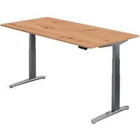 HAMMERBACHER VXBHM2E elektrisch höhenverstellbarer Schreibtisch asteiche rechteckig, C-Fuß-Gestell grau 200,0 x 100,0 cm von HAMMERBACHER