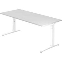 HAMMERBACHER XB19 höhenverstellbarer Schreibtisch weiß rechteckig, C-Fuß-Gestell weiß 180,0 x 80,0 cm von HAMMERBACHER