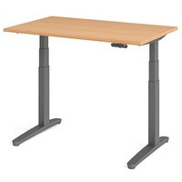 HAMMERBACHER XBHM12 elektrisch höhenverstellbarer Schreibtisch buche rechteckig, C-Fuß-Gestell grau 120,0 x 80,0 cm HAMMERBACHER XBHM12 elektrisch höhenverstellbarer Schreibtisch buche rechteckig, C-Fuß-Gestell grau 120,0 x 80,0 cm von HAMMERBACHER