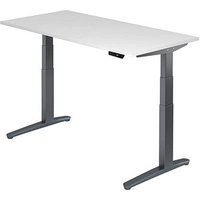 HAMMERBACHER XBHM16 höhenverstellbarer Schreibtisch weiß rechteckig C-Fuß-Gestell grau 160,0 x 80,0 cm von HAMMERBACHER