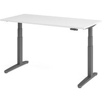 HAMMERBACHER XBHM16 elektrisch höhenverstellbarer Schreibtisch weiß rechteckig, C-Fuß-Gestell grau 160,0 x 80,0 cm von HAMMERBACHER