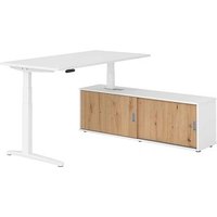HAMMERBACHER XBHM16SB elektrisch höhenverstellbarer Schreibtisch weiß rechteckig, C-Fuß-Gestell weiß 160,0 x 80,0 cm von HAMMERBACHER