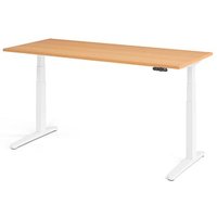 HAMMERBACHER XBHM19 elektrisch höhenverstellbarer Schreibtisch buche rechteckig, C-Fuß-Gestell weiß 180,0 x 80,0 cm von HAMMERBACHER