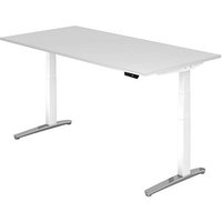 HAMMERBACHER XBHM2E höhenverstellbarer Schreibtisch weiß rechteckig C-Fuß-Gestell silber 200,0 x 100,0 cm von HAMMERBACHER