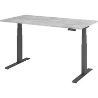 HAMMERBACHER XDKB16 höhenverstellbarer Schreibtisch beton rechteckig C-Fuß-Gestell grau 160,0 x 80,0 cm von HAMMERBACHER