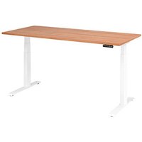 HAMMERBACHER XDKB19 elektrisch höhenverstellbarer Schreibtisch nussbaum rechteckig, C-Fuß-Gestell weiß 180,0 x 80,0 cm von HAMMERBACHER