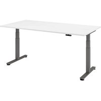 HAMMERBACHER XDSM2E elektrisch höhenverstellbarer Schreibtisch weiß rechteckig, T-Fuß-Gestell grau 200,0 x 100,0 cm von HAMMERBACHER